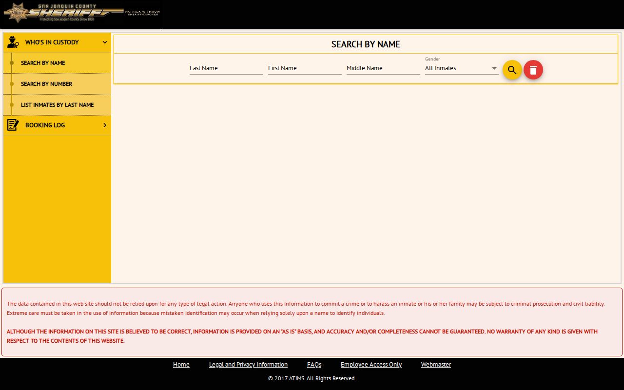 Manteca people search with the San Joaquin County custody lookup