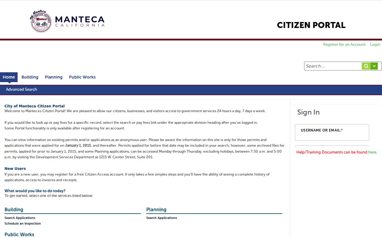 Manteca people search with Accela building permit records