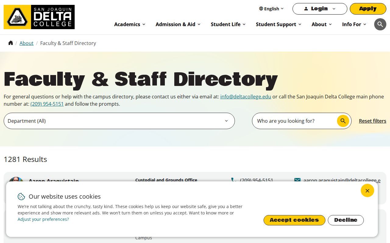 Manteca people directories in the San Joaquin Delta College faculty staff search