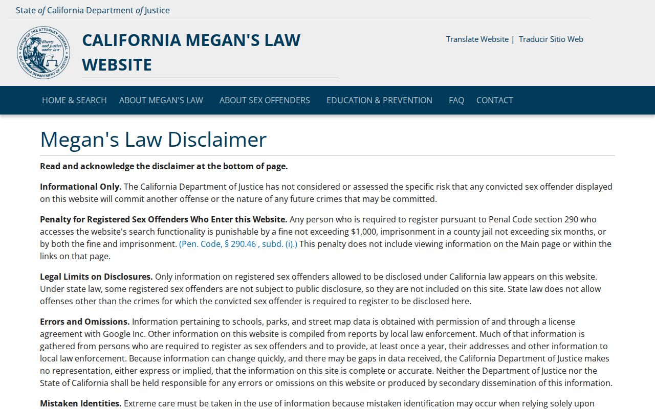 Manteca public records access through the California Megan's Law registry